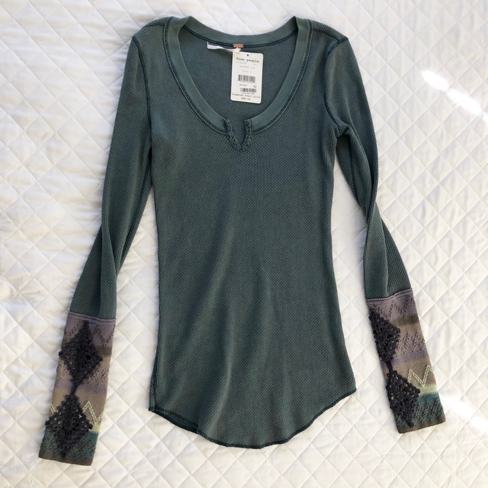 Free People long sleeve waffle shirt